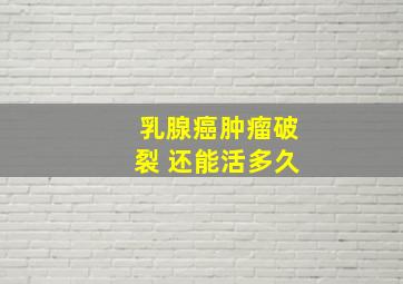 乳腺癌肿瘤破裂 还能活多久